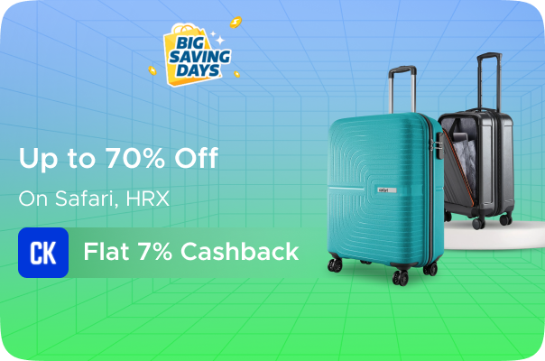 Flipkart : Upto 70% Off on Safari, HRX + Flat 7% Cashkaro Cashback